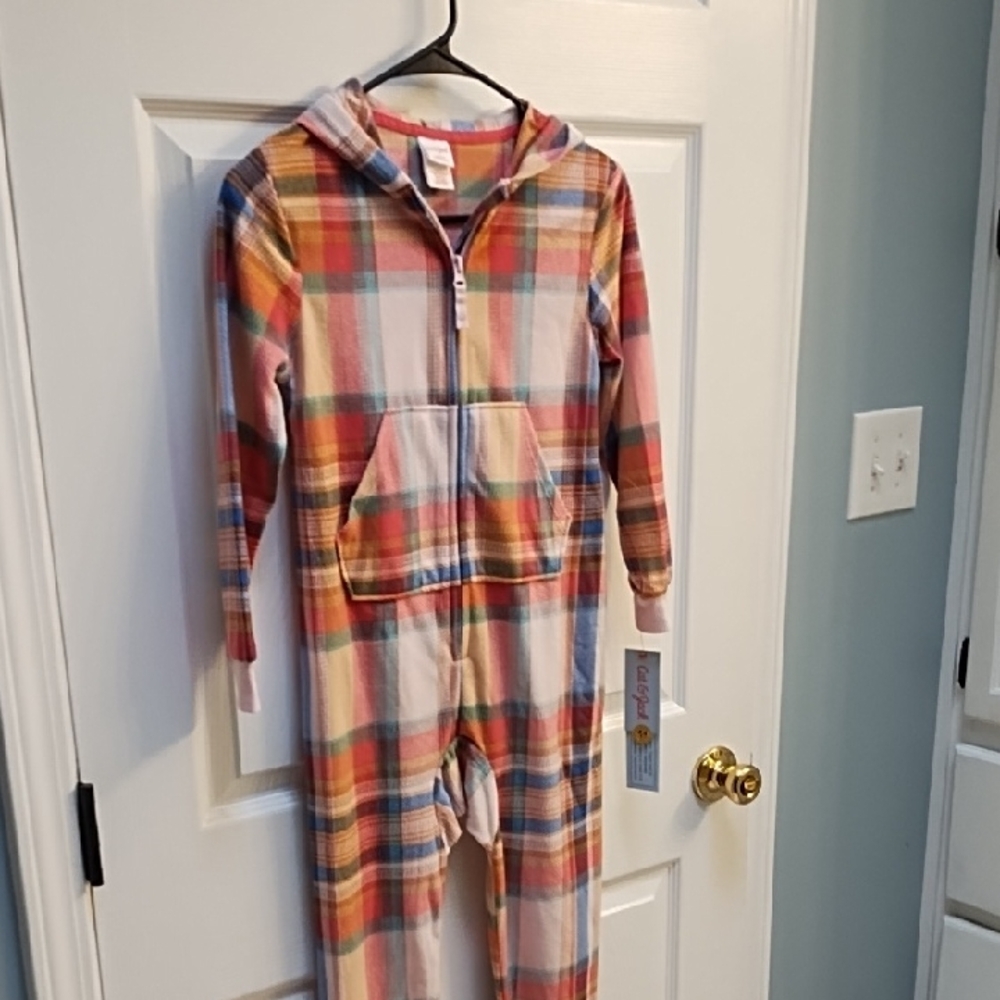 Cat & Jack Multicolor Plaid Hooded Onesie